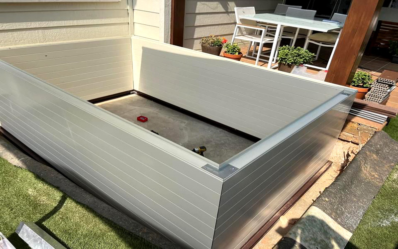 montaje estructura de aluminio piscina terraza