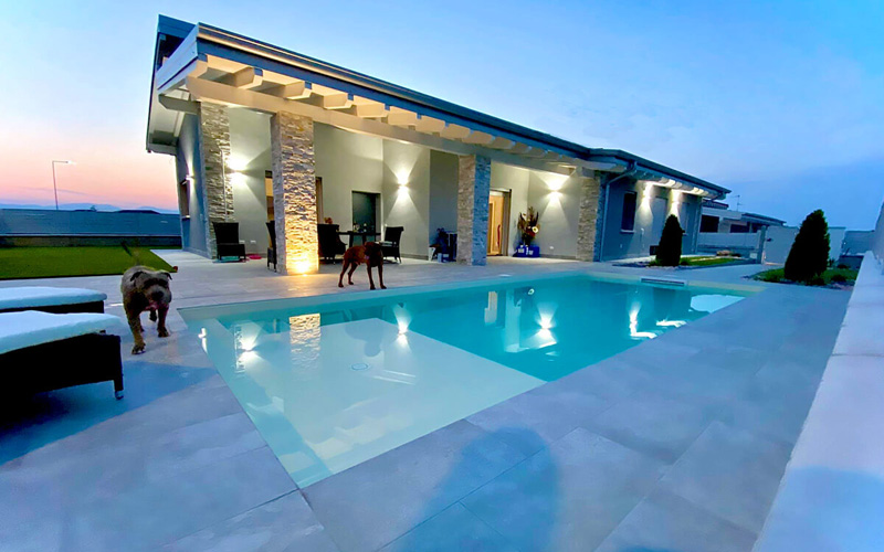 piscinas de obra rectangulares con lámina armada liner reus tarragona en casa con porche y piscina