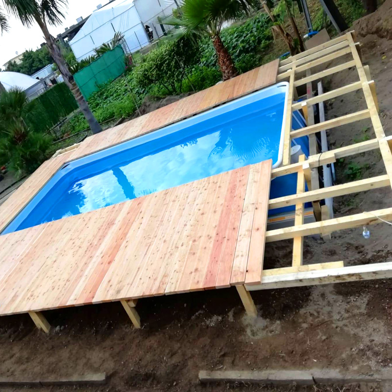 piscina desmontable tubular madrid con tarima de madera