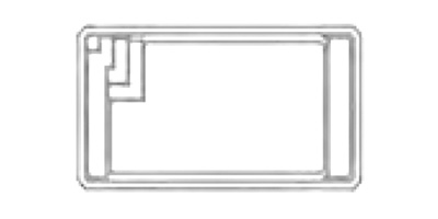 medidas piscina pequeña rectangular de fibra de vidrio y poliester con banco piscina Peninsula2 de Coinpol