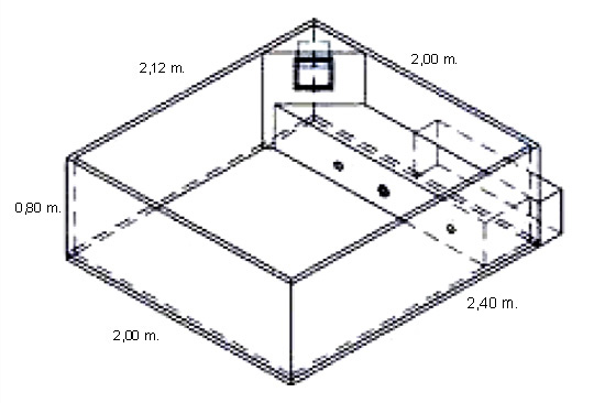 esquema medidas mini piscina 2x2 de acero y liner prefabricada elevada pequeña piscinadecor