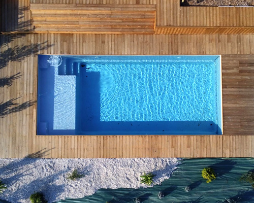 piscina7x3 de fibra Varadero75 rectangular y con playa de poliester