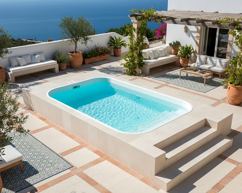 Piscina 4x2x1 prefabricada elevada poliester Valeria