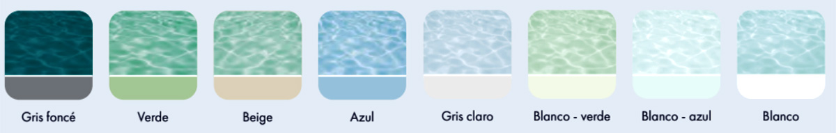 colores piscina prefabricada de poliester disponibles en catálogo
