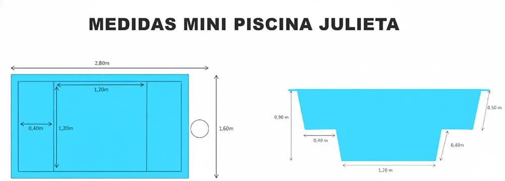 ficha tecnica con medidas mini piscina elevada julieta