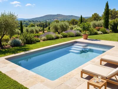 piscina de fibra con banco Estrella5