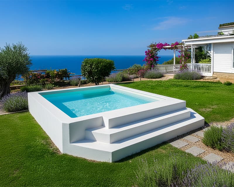 piscina pequeña cuadrada 2x2 de fibra elevada Juanita