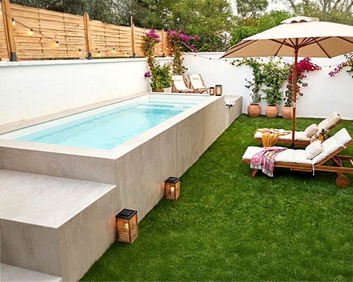 piscina elevada fibra poliester Santorini 5x2