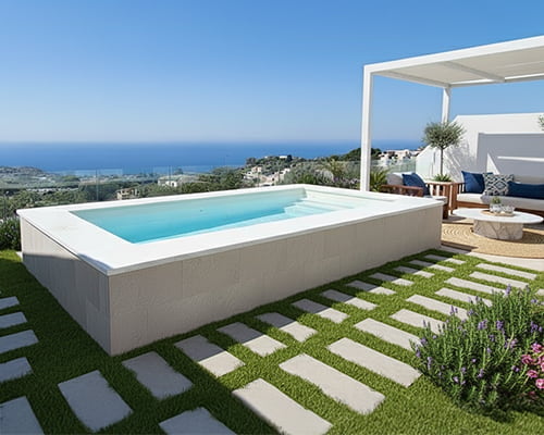 piscina pequeña elevada para terraza Santorini 5x2