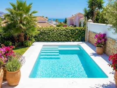 piscina 5x2 de poliester con banco y escalones California5