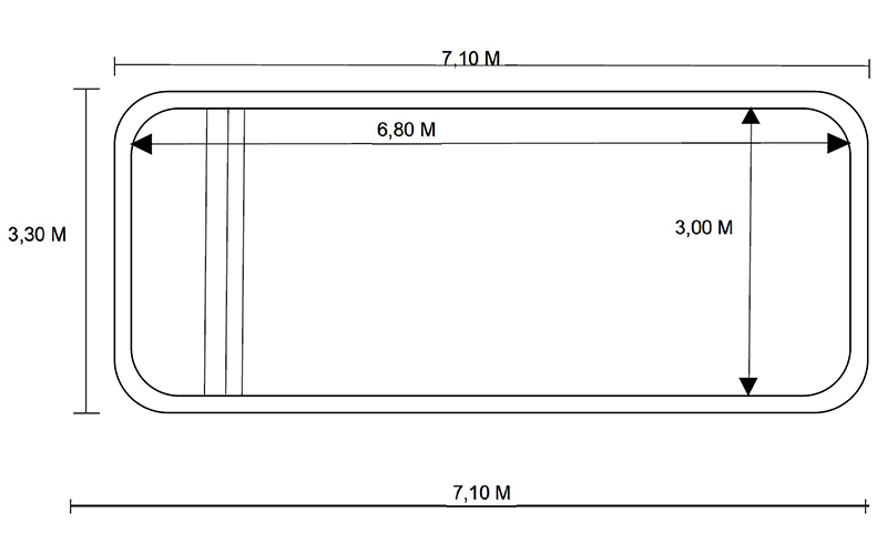 dibujo planta de la piscina prefabricada Playa Paraíso vista desde arriba