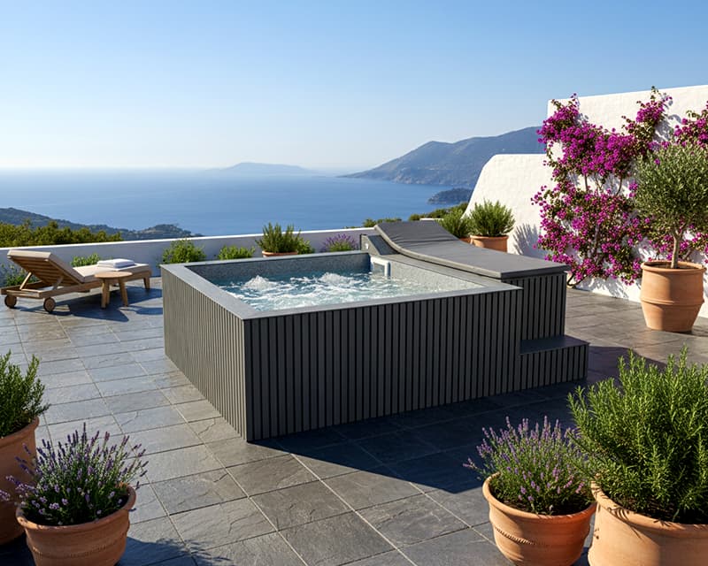 mini piscina ligera para ático minipool 2x2 color vainilla