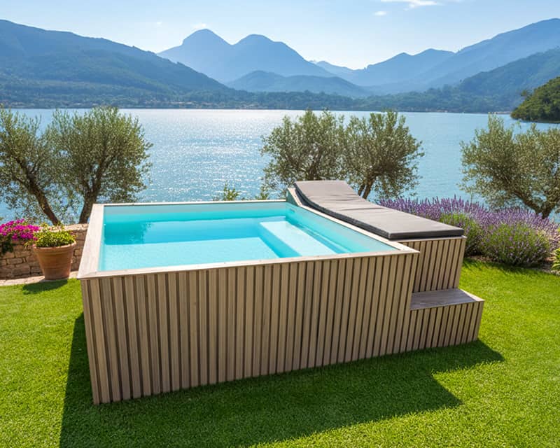 minipool prefabricada 2x2 cuadrada y pequeña sin obra y sin excavación