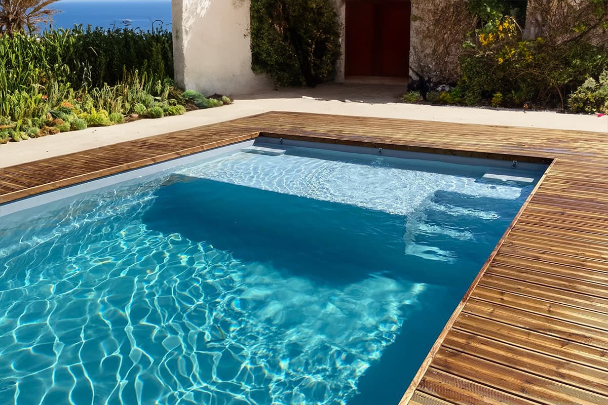 tienda piscinas fibra de vidrio con playa