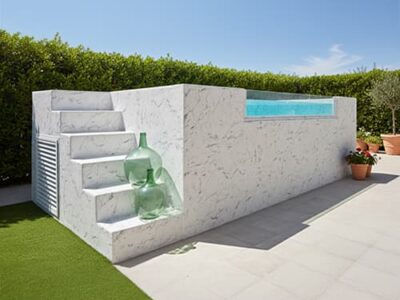 piscina autoportante compacta con depuradora Jupiter39 en color blanco