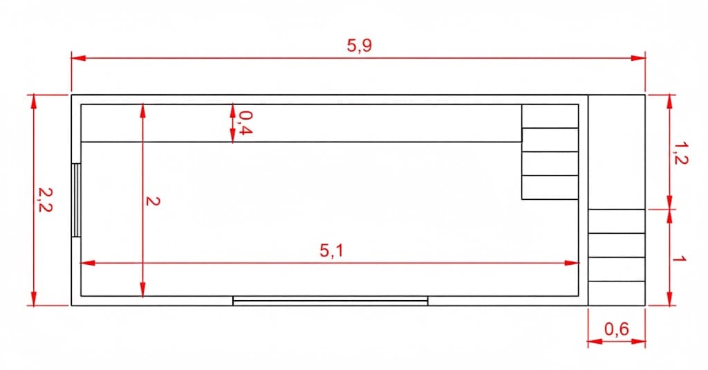 Medias y planta de la piscina elevada contendor 6x2 Jupiter59