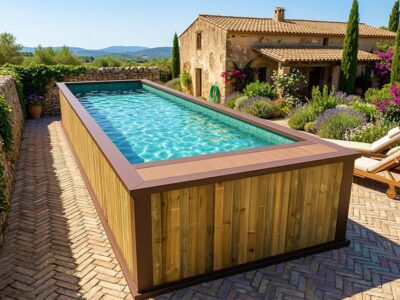 Piscina 6x2 de madera natural con depuradora