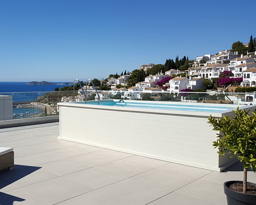 Piscina aluminio ligera para atico 4x2 blanca