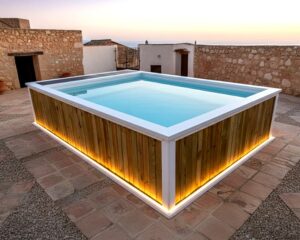 Piscina prefabricada fija sin obras de madera