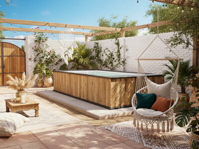 piscina 5x3 alta desmontable fija de madera para terraza