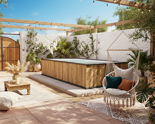 piscina 5x3 alta desmontable fija de madera para terraza