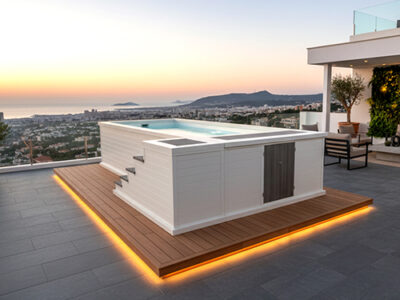 piscina elevada 5x2 desmontable alargada y estrecha de aluminio