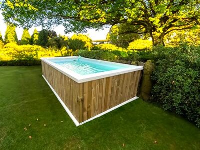 Piscina elevada fija de madera natural 4x2