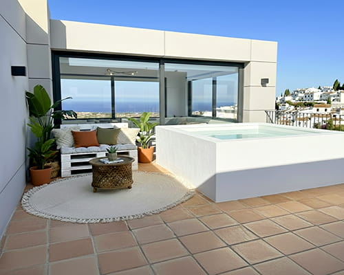 mini piscina compacta Sunset 3x2 sin obras para ático