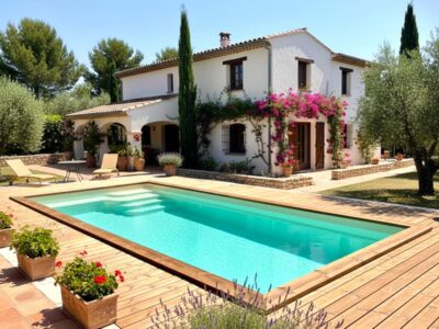 Piscina de fibra 7x3 Cielo7 con banco y escaleras poliester