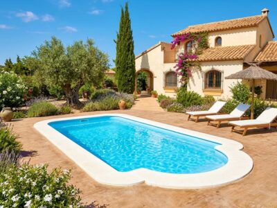 Piscina poliester Victoria7 con escalera romana