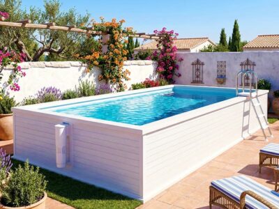 piscina aluminio terraza 4x3 Easy color blanco