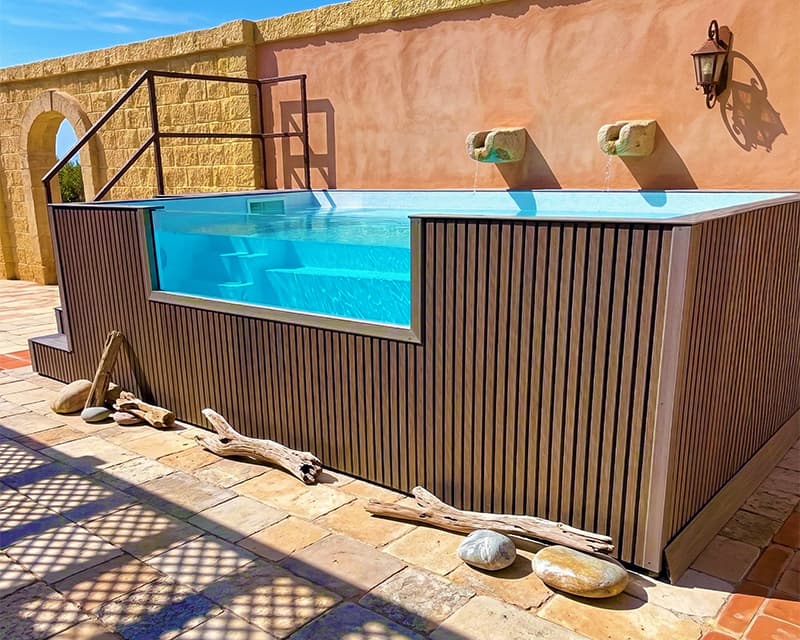 piscina contenedor a medida con cristal