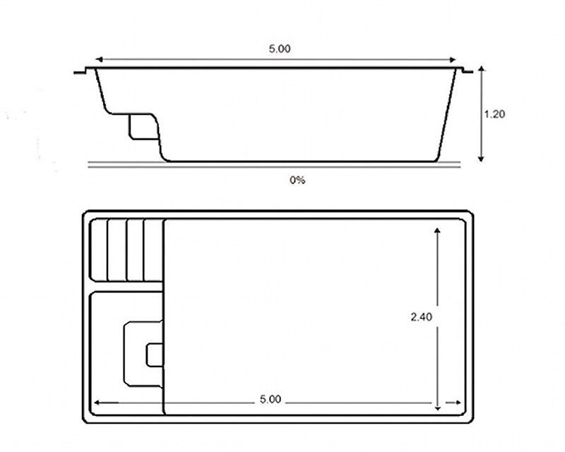medidas piscina prefabricada matilda40 5m.