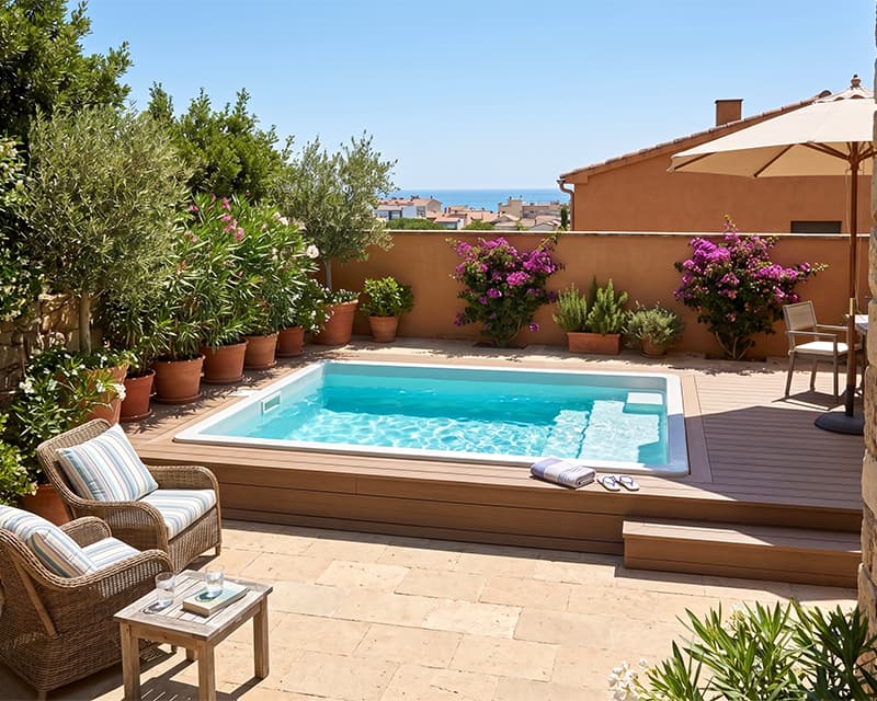 Piscina semienterrada poliester 3x2 Thais35